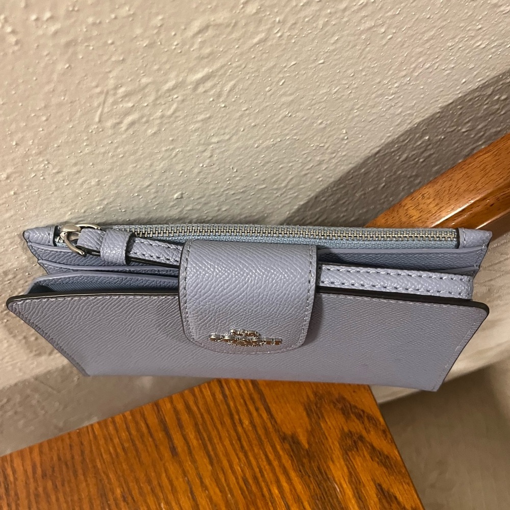 Coach Tech Wallet In Light Blue Signature Canvas - Picture 2 of 8